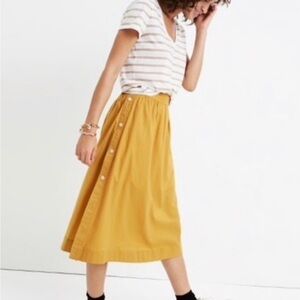 Madewell Side Button Yellow Midi Skirt